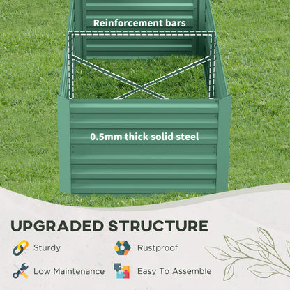 Raised Beds for Garden, Galvanised Steel Outdoor Planters with Multi-reinforced Rods, 180 x 90 x 59 cm, Light Green