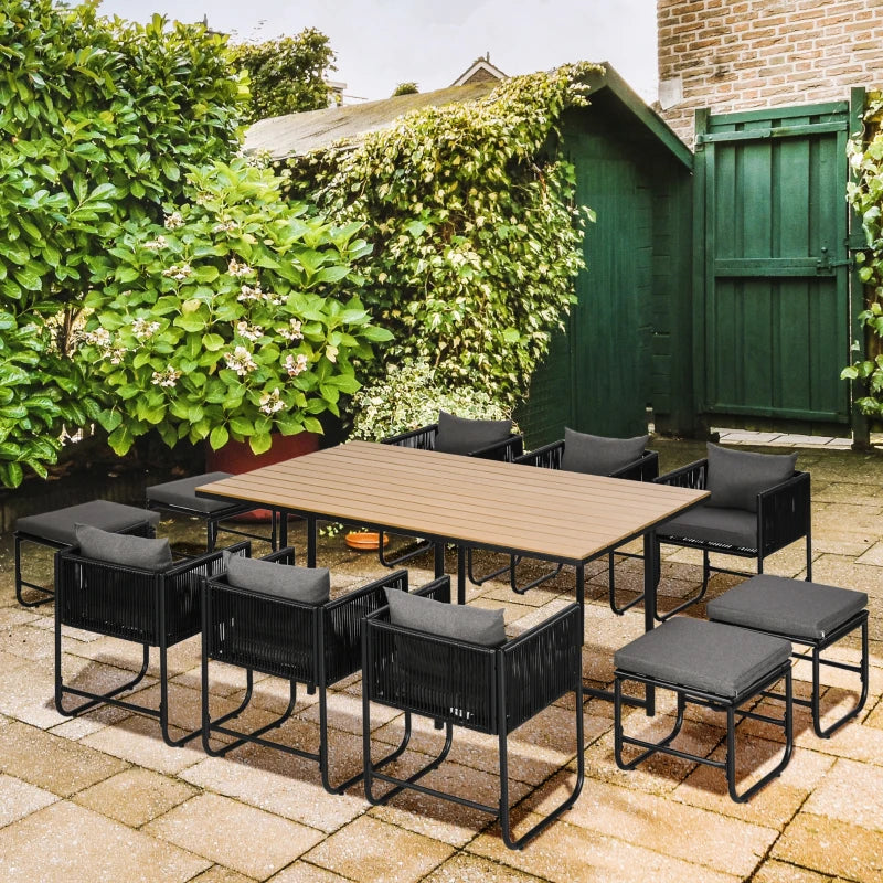 11 Piece - 10 Person Dining Set with 6 Armchairs and 4 Stools