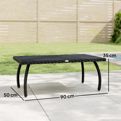 PE Wicker Rattan Garden Coffee Table - Black