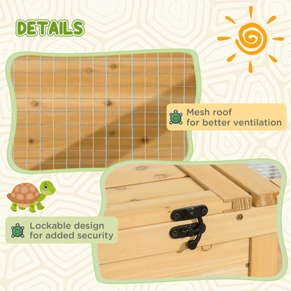 Tortoise House, Small Reptile Wooden House, with Mesh Roofs, Side Panels, for Turtles, Lizards, Geckos and Snakes