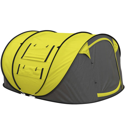 4 Person Pop-up Camping Tent, Family Dome Tent with Ground Sheet, 4 Windows and Portable Carry Bag for Beach Outdoor Trip
