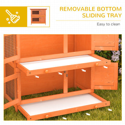 Rabbit Hutch Outdoor Guinea Pig Hutch Wooden Duck House Pet Cage with Opening Roof, 90 x 45 x 90cm