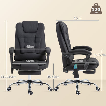 Six-Point Massage and Heated Office Chair with 135°Recline Back - Black