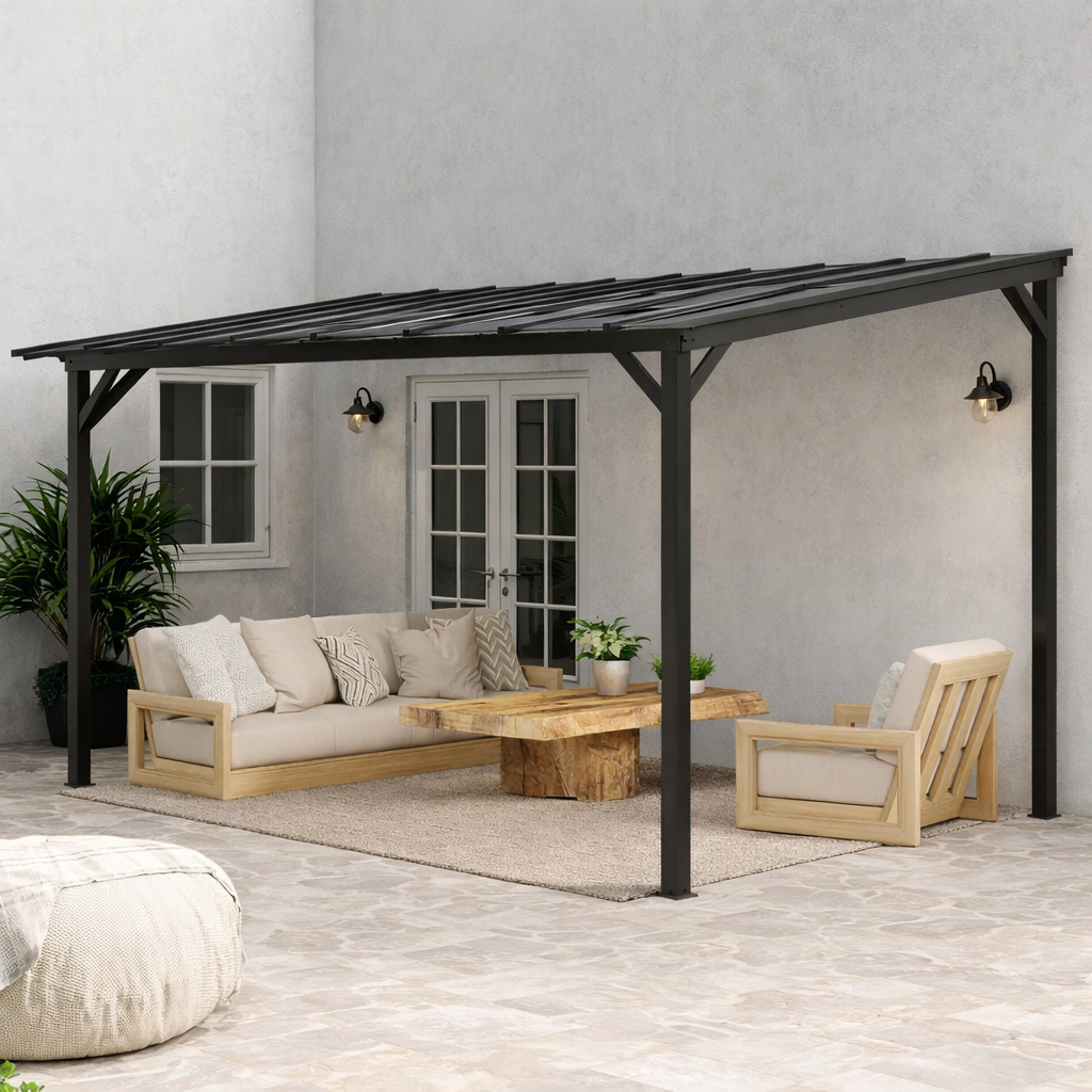 3 x 4.3 m Lean to Pergola with UPF 50+ Waterproof Polycarbonate Roof