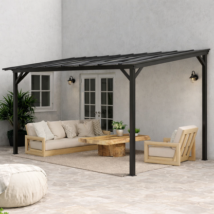 3 x 4.3 m Lean to Pergola with UPF 50+ Waterproof Polycarbonate Roof