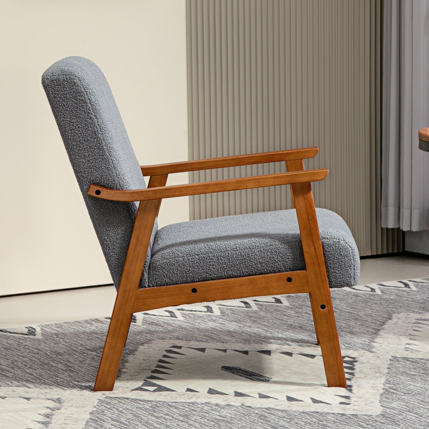 Armchair with Wide Seat, Boucle Accent Chair, Thick Padded Occasional Chair
