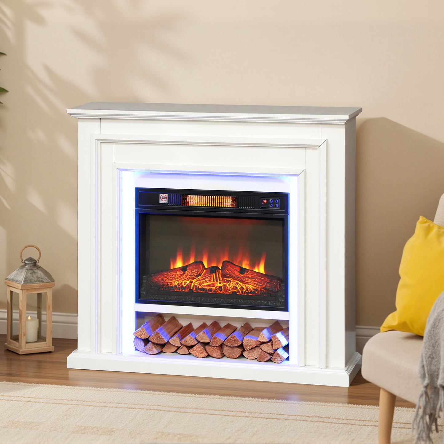 4777 BTU Multicolour LED Electric Fireplace - White