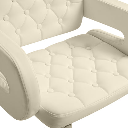 PU Leather Upholstered Swivel Bar Stool, Height Adjustable with Back, Armrest, Footrest, Beige