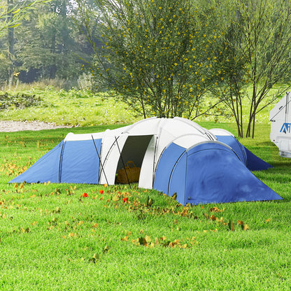 6-9 Man Tent with Bedrooms and Living Room, Accessories Included, Blue