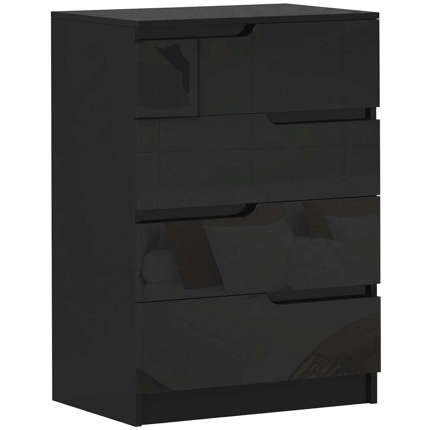 Chest of Four High Gloss Front Drawers - Black