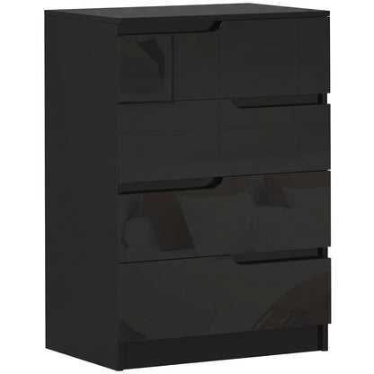 Chest of Four High Gloss Front Drawers - Black