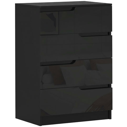 Chest of Four High Gloss Front Drawers - Black