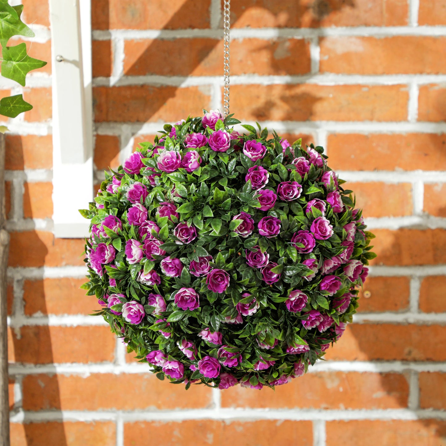 Set of 2 Decorative Artificial Plants, UV-protected Artificial Plant Topiary Rose Balls