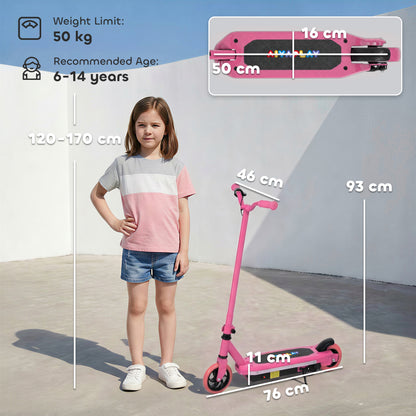 Electric Scooter for Kids 6-14 Years, with Colourful Lights, Pink