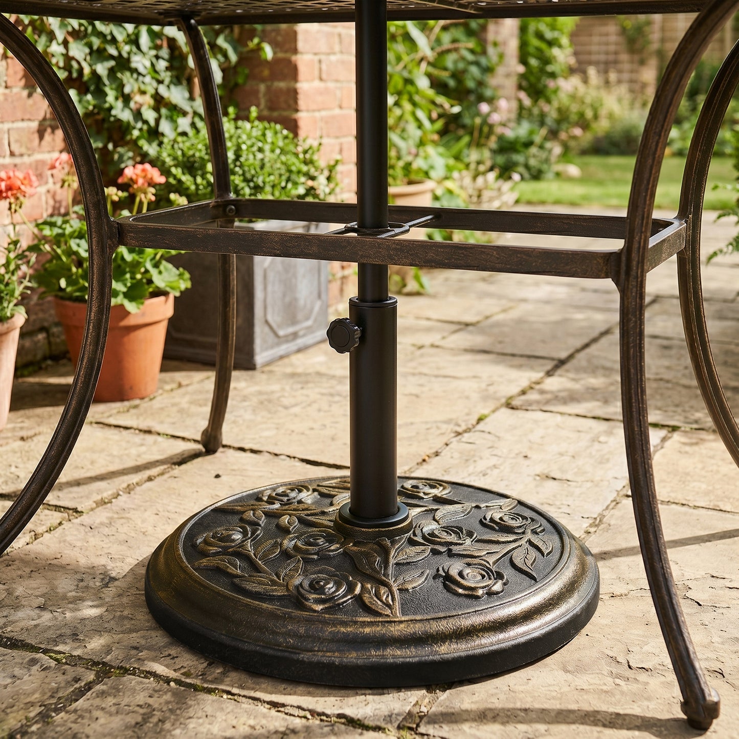 9kg Garden Parasol Base, Round Resin Cast Iron Effect Sun Umbrella Base