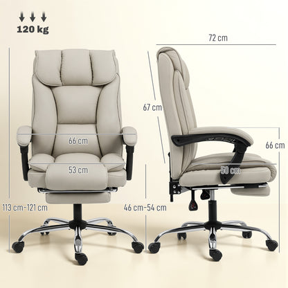 Pet-Friendly Faux Leather Computer Desk Chair, Executive Office Chair with Footrest and Double-Layer Padding, Khaki
