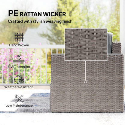 5 Piece Rattan Garden Furniture Set with Storage Table, Footstools, Cushions, Dark Grey