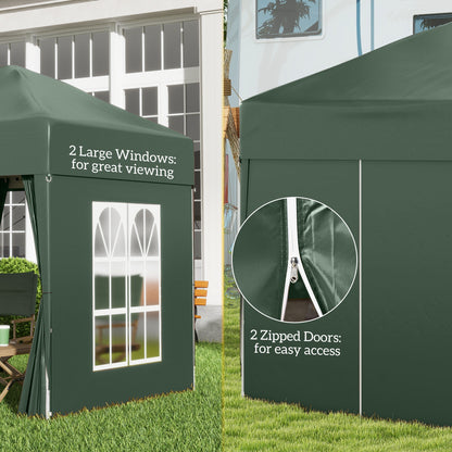 2 x 2 m Garden Pop Up Gazebo, Wedding Party Tent Marquee, Water Resistant Awning Canopy with Sidewalls, Windows, Carry Bag