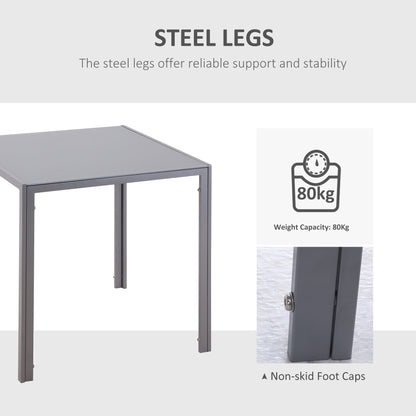 Modern Square Dining Table for 2-4 People, with Glass Top & Metal Legs for Dining Room, Living Room, Grey