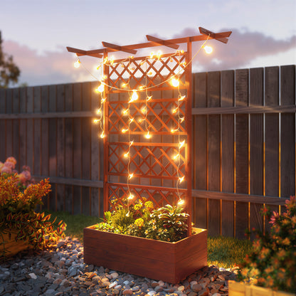 Wooden Trellis Planter Box, Raised Garden Bed to Grow Vegetables, Herbs and Flowers, Orange