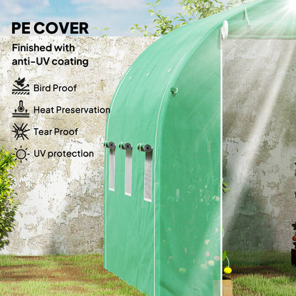 296 x 196cm Steel Frame Polytunnel Greenhouse - Green