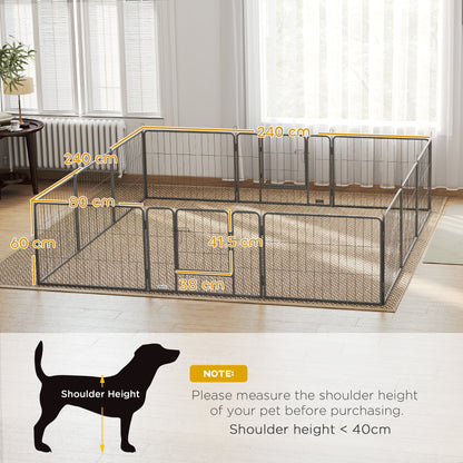 12 Panels Heavy Duty Puppy Playpen, for Small Dogs, Indoor and Outdoor Use - Silver