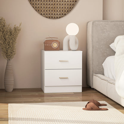 Modern Bedside Table, Beside Cabinet with 2 Drawers, for Bedroom, Living Room, White
