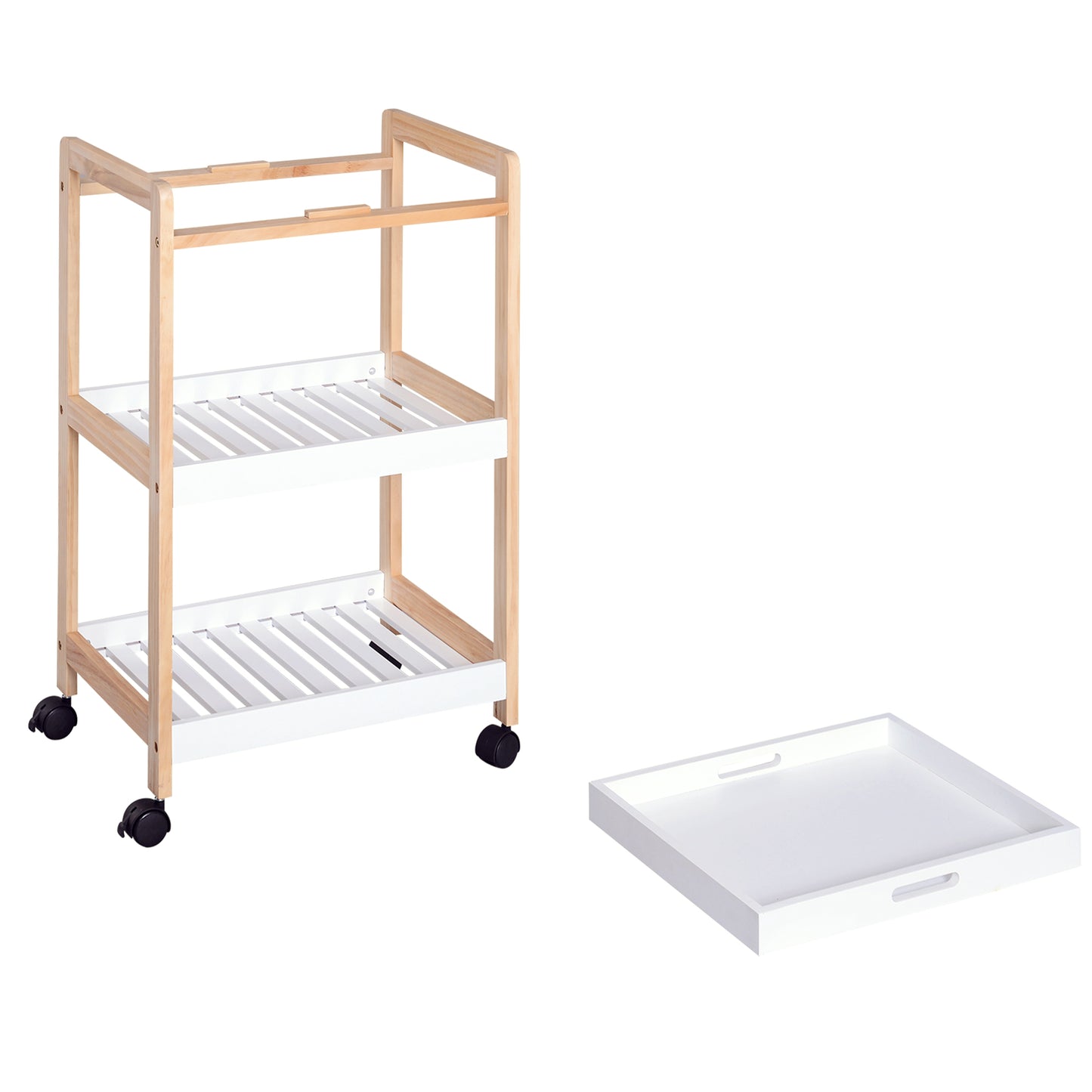3-Tier Mobile Kitchen Trolley Cart Storage Shelves Rack Rolling Wheels White 46 x 35 x 74.5 cm