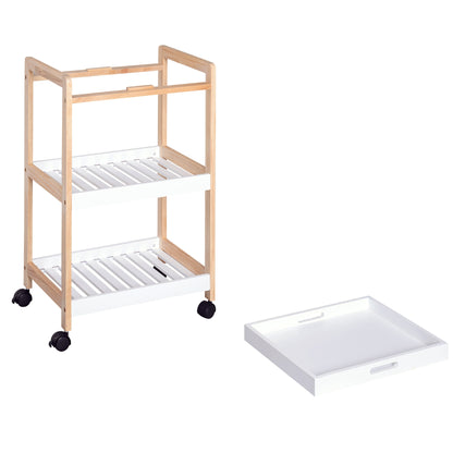 3-Tier Mobile Kitchen Trolley Cart Storage Shelves Rack Rolling Wheels White 46 x 35 x 74.5 cm