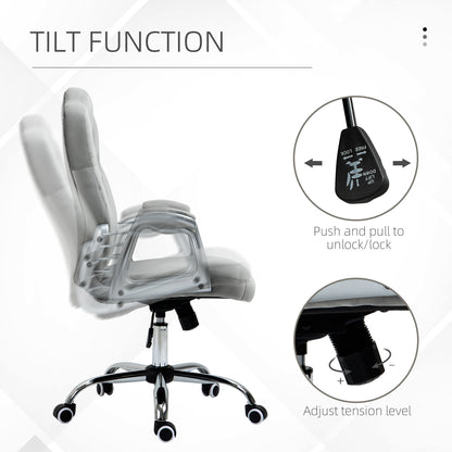 Velvet-Feel Work Chair, with Diamante Back - Grey