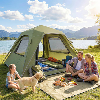 Pop Up Tent 3000mm Waterproof Camping Tents with Mesh Windows 2-3 People Green