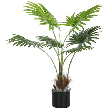 94cm Artificial Palm Tree, Decorative Artificial Plant with Lifelike PEVA Leaves and Coconut Coir, Fake Tree