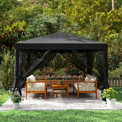 3 x 3 m Pop Up Gazebo, 420D Garden Tent Canopy with Removable Mesh Sidewall Netting, Carry Bag for Garden Patio Outdoor
