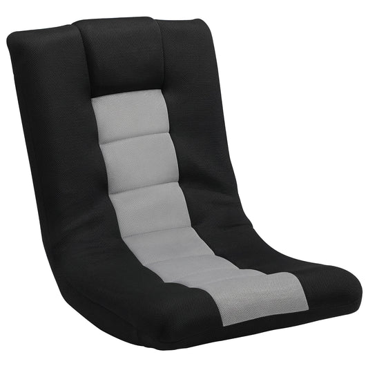 Floor Chair, Folding Floor Sofa with Adjustable Backrest, Wide Seat, Swivel Base, Black