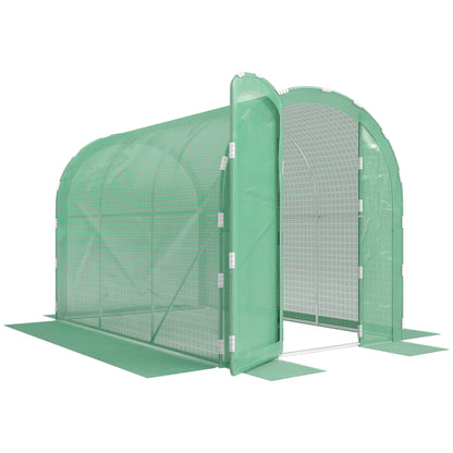 3 x 2 x 2m Polytunnel Greenhouse with Hinged Door, Walk-in Grow House Tent with PE Cover and Galvanised Steel Frame, Green