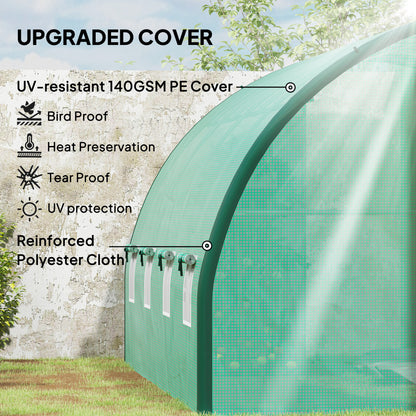 4 x 3 m Polytunnel Greenhouse, with Windows and Doors - Green