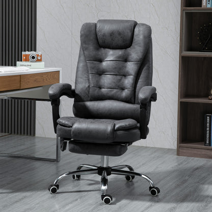 Heated 6 Points Vibration Massage Executive Office Chair Adjustable Swivel Ergonomic High Back Desk Chair Recliner with Footr