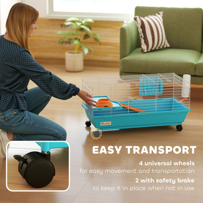 Small Animal Cage Rabbit Guinea Pigs Chinchillas Cage with Wheels Water Bottle