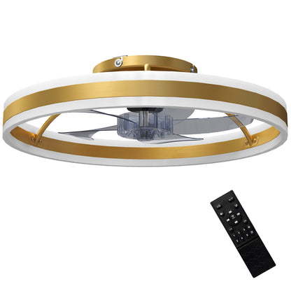 Ceiling Fan with Light and Remote, LED Mount Ceiling Fan with 3 Colour Temperatures, 6 Speed, 50 cm, Gold Tone