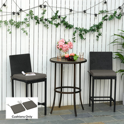 Set of 2 Garden Chair Cushions with Ties, 45 x 45 cm Replacement Cushions for Outdoor Furniture, Dark Grey