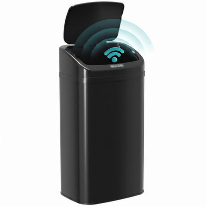 48L Galvanised Steel Sensor Bin - Black