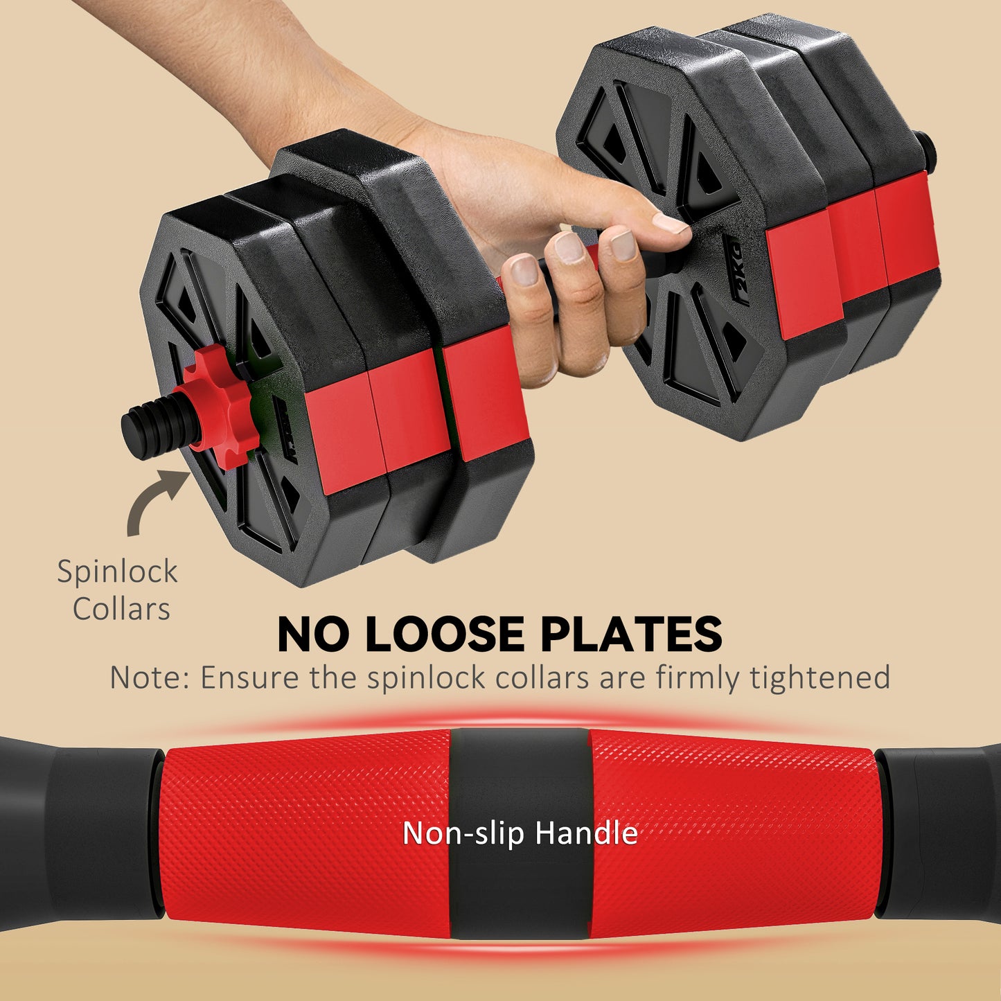 6-in-1 Adjustable Weight Dumbbells Set, Used as Kettlebell, Barbell, Dumbbell, Push-Up Stand
