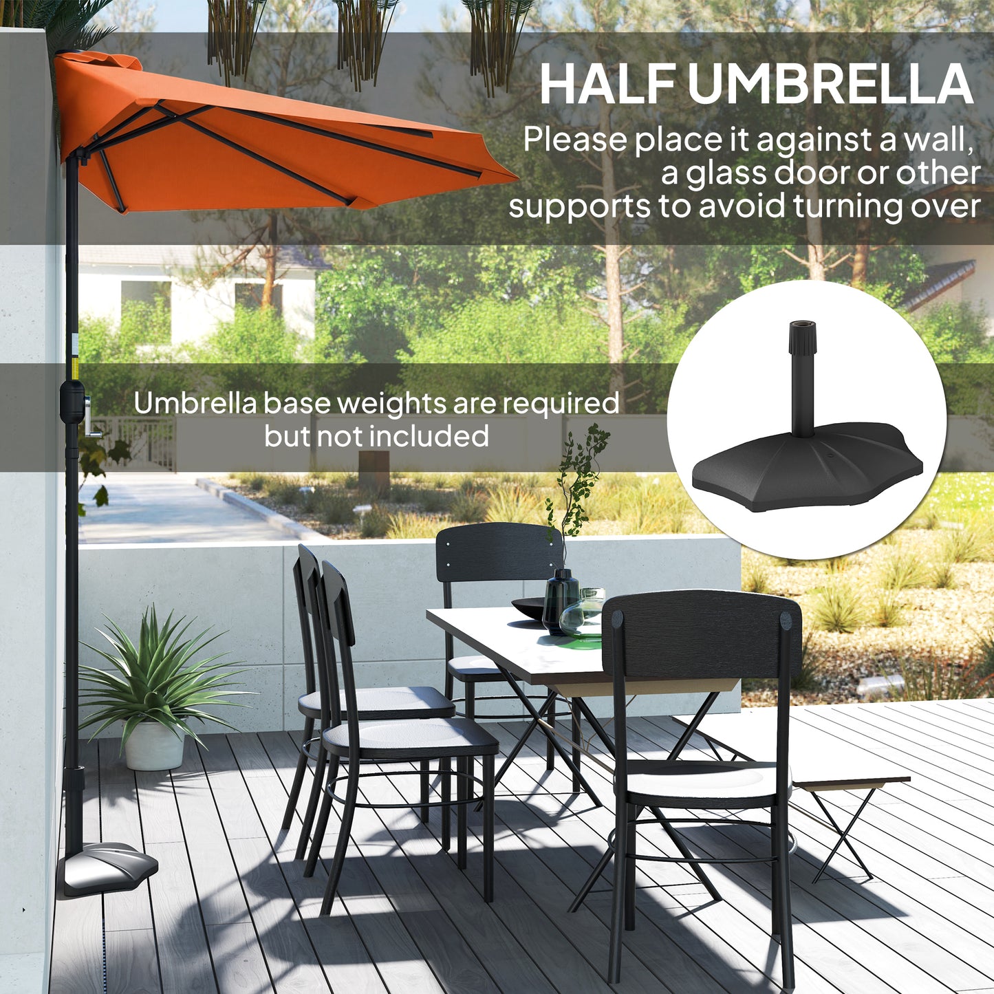 Half Round Parasol Umbrella - Orange