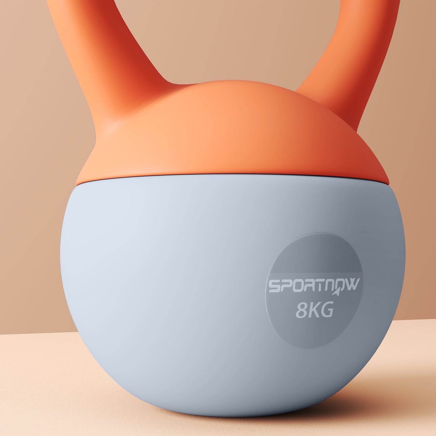 8KG Soft Kettlebell, Kettlebell with Non-Slip Handle for Home Gym, Weight Lifting, Strength Training, Orange/Grey