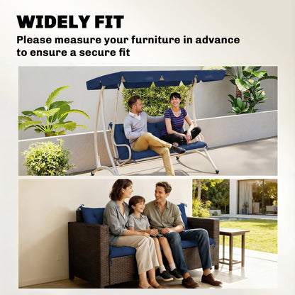 3 Seater Bench Cushion, Garden Chair Cushion with Back and Ties for Indoor and Outdoor Use, 98 x 150 cm, Dark Blue