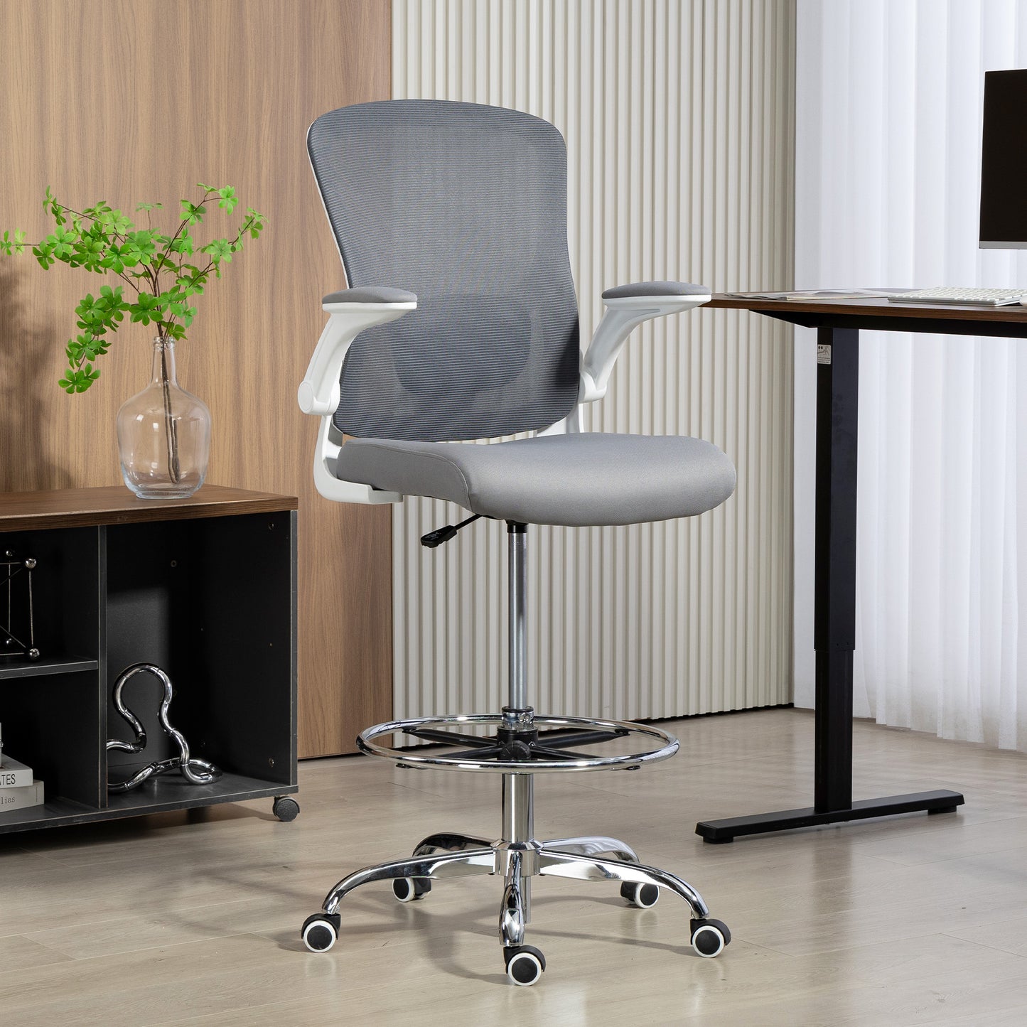 Draughtsman Chair, with Adjustable Lumbar - Charcoal Grey