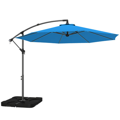 3m Overhanging Parasol, with Base, Weights and Cover - Blue