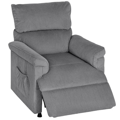 Corduroy Electric Massage Recliner - Grey
