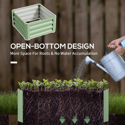 Set of Two 60 x 60cm Steel Planter Boxes - Light Green