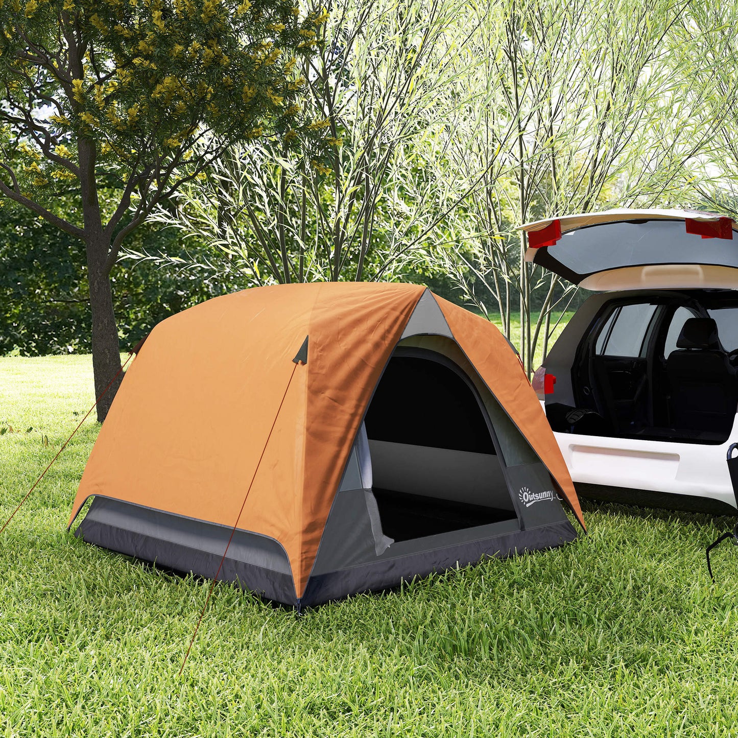 3-4 Person Camping Tent, Easy Set Up Waterproof Dome Tent with Sewn-in Groundsheet, Mesh Windows